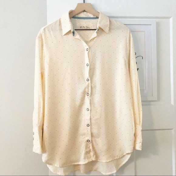 FREE PEOPLE All Smile Button Down Ivory Blouse We The Free Size Small NEW - Picture 2 of 12